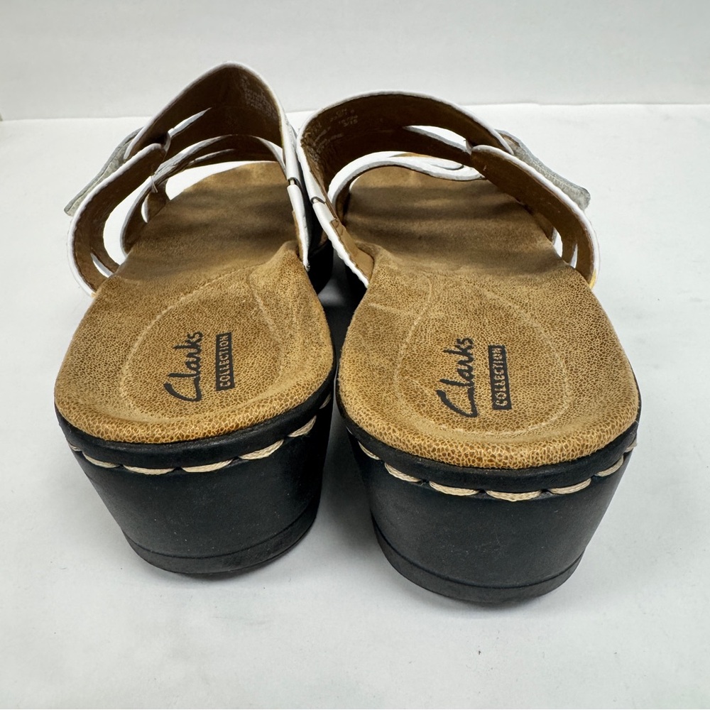 Clarks HAYLA  Canyon White Leather Slip On Sandals Womens Size 7 EXCELLENT - Picture 4 of 8